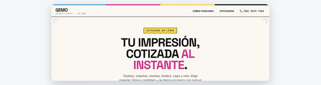 Pantalla real de la mini app de cotizar