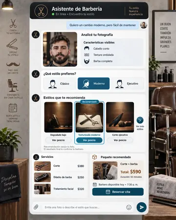 Pantalla del asistente de barberías