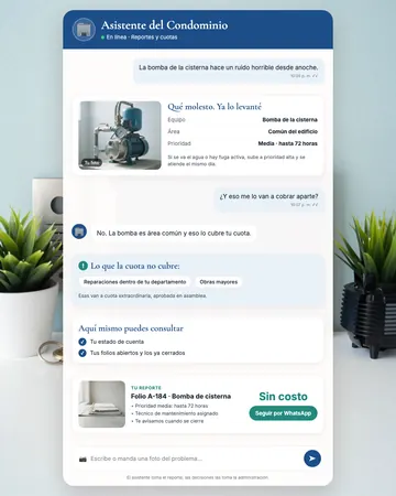 Pantalla del asistente de administración de condominios