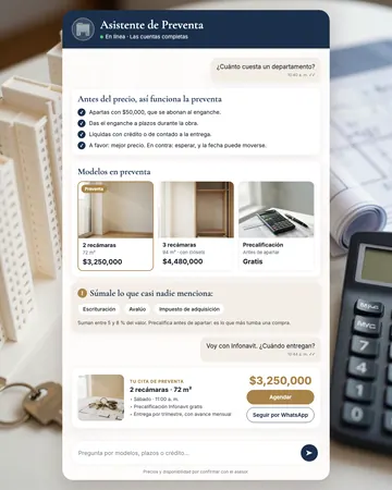 Pantalla del asistente de desarrollos inmobiliarios