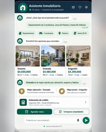 Pantalla del asistente de inmobiliarias