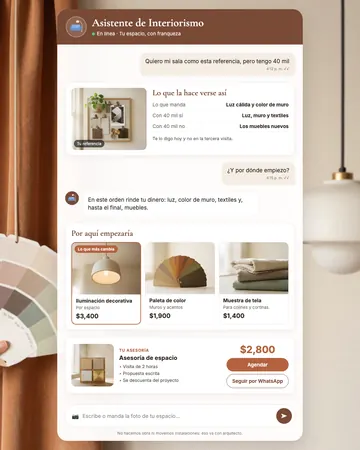 Pantalla del asistente de diseño de interiores