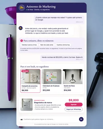 Pantalla del asistente de agencias de marketing