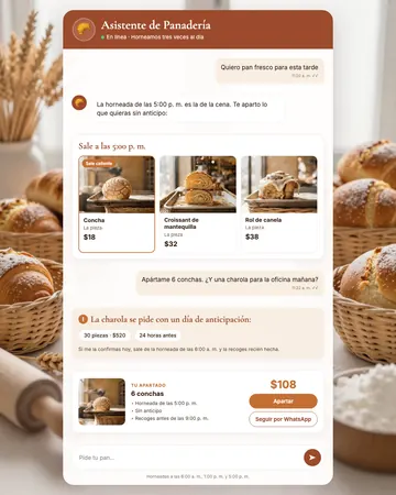 Pantalla del asistente de panaderías