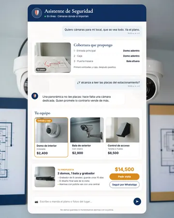 Pantalla del asistente de cámaras y control de acceso