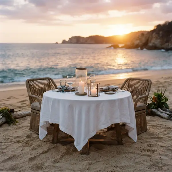 Cena romántica en la playa